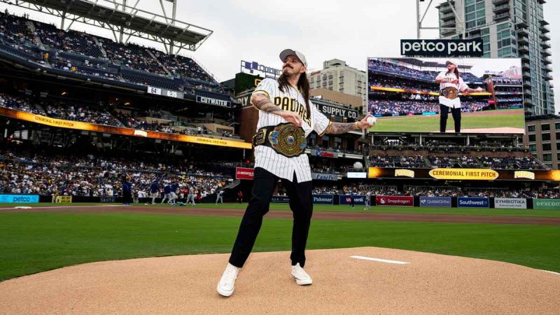 Dominik Mysterio Makes a Grand Entry: Throws First Pitch at Petco Park Wearing the Intercontinental Title