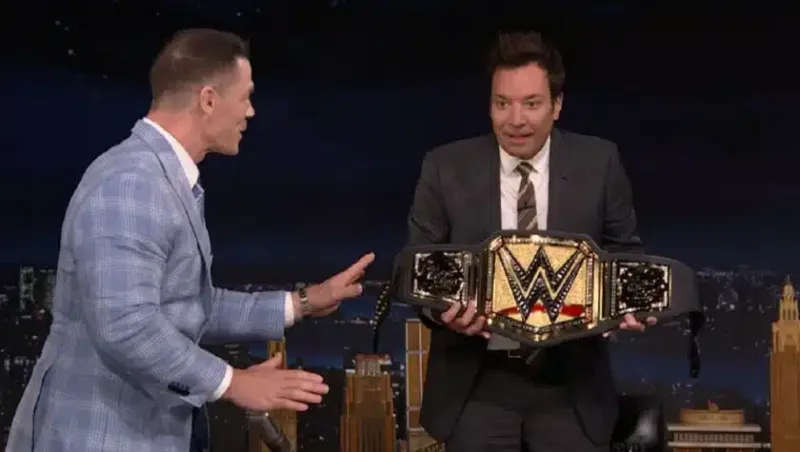 On The During tonight's broadcast Show, John Cena Gifts Jimmy Fallon Custom WWE Championship Belt